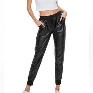 Seven7 Black Faux Leather Joggers